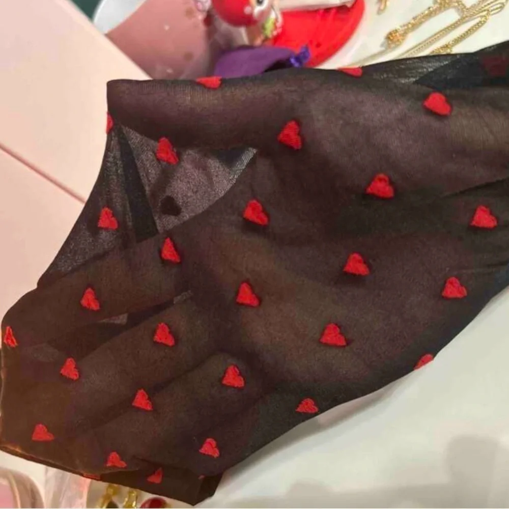 New Women's Heart Tights Transparent Black Stretch Warm Winter Leggings